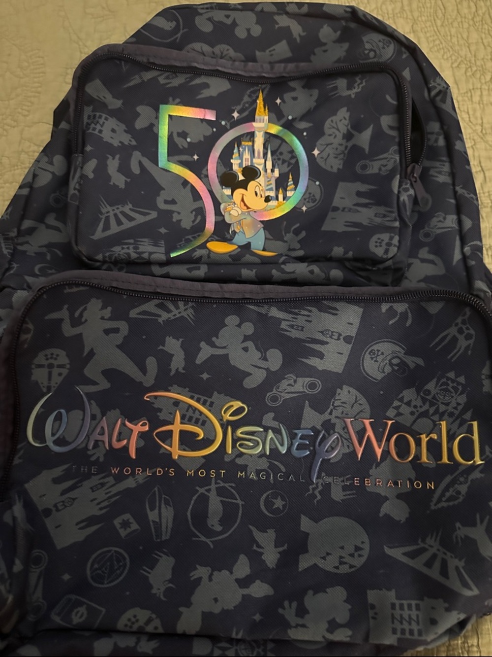 Disney Navy Blue Holographic 50th Anniversary Mickey Cooler Backpack